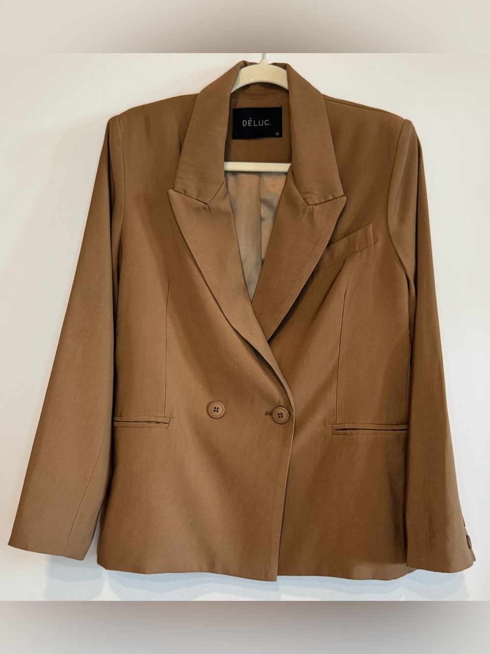 NEW Deluc Women’s Brown Double-Breasted Blazer Lightweight Size S